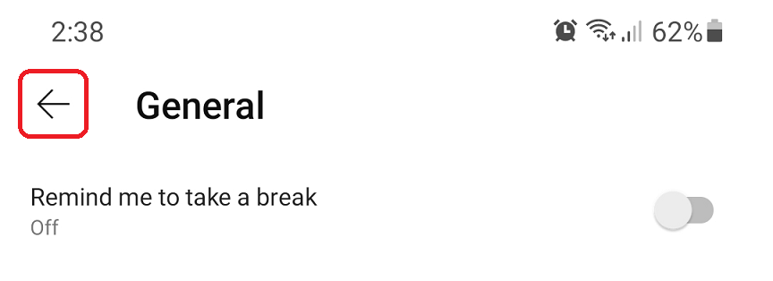 Click on the Back icon to access the previous menus